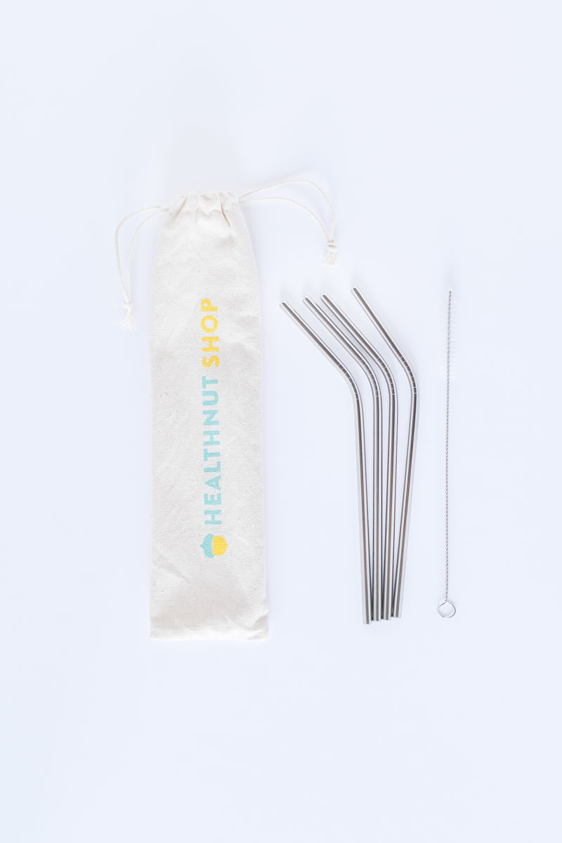 Stainless Steel Bent Straw Set (Set of 4)