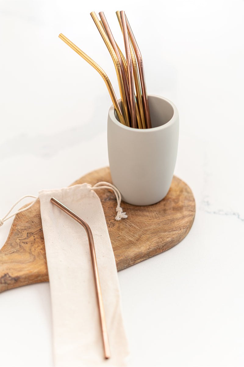 Gold and Rose Gold Metal Drinking Straws