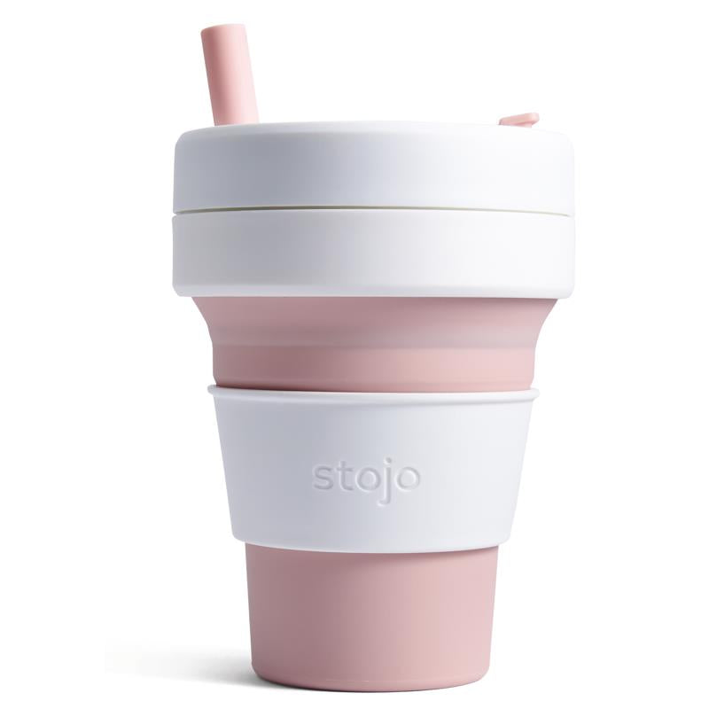 Large Reusable Collapsible Coffee Cup, with silicone straw